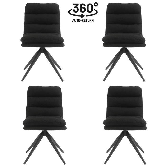 Draaibare Eetkamerstoel Nessa Zwart Set van 4