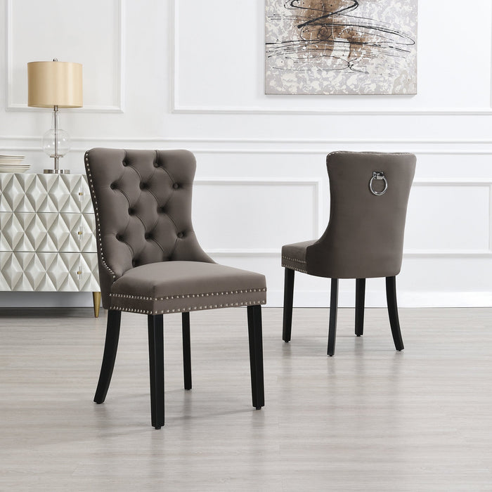 Eetkamerstoel Bains Velours Taupe Set van 2