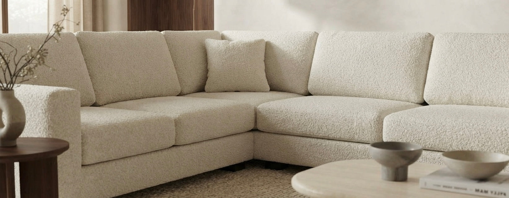 THOILY Ecksofa Rechts Creme