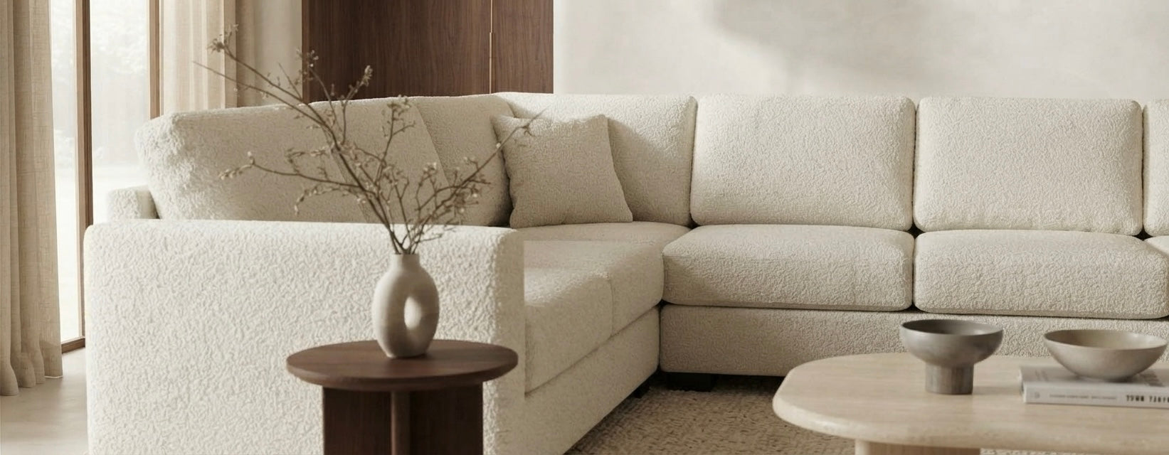 THOILY Ecksofa Rechts Creme