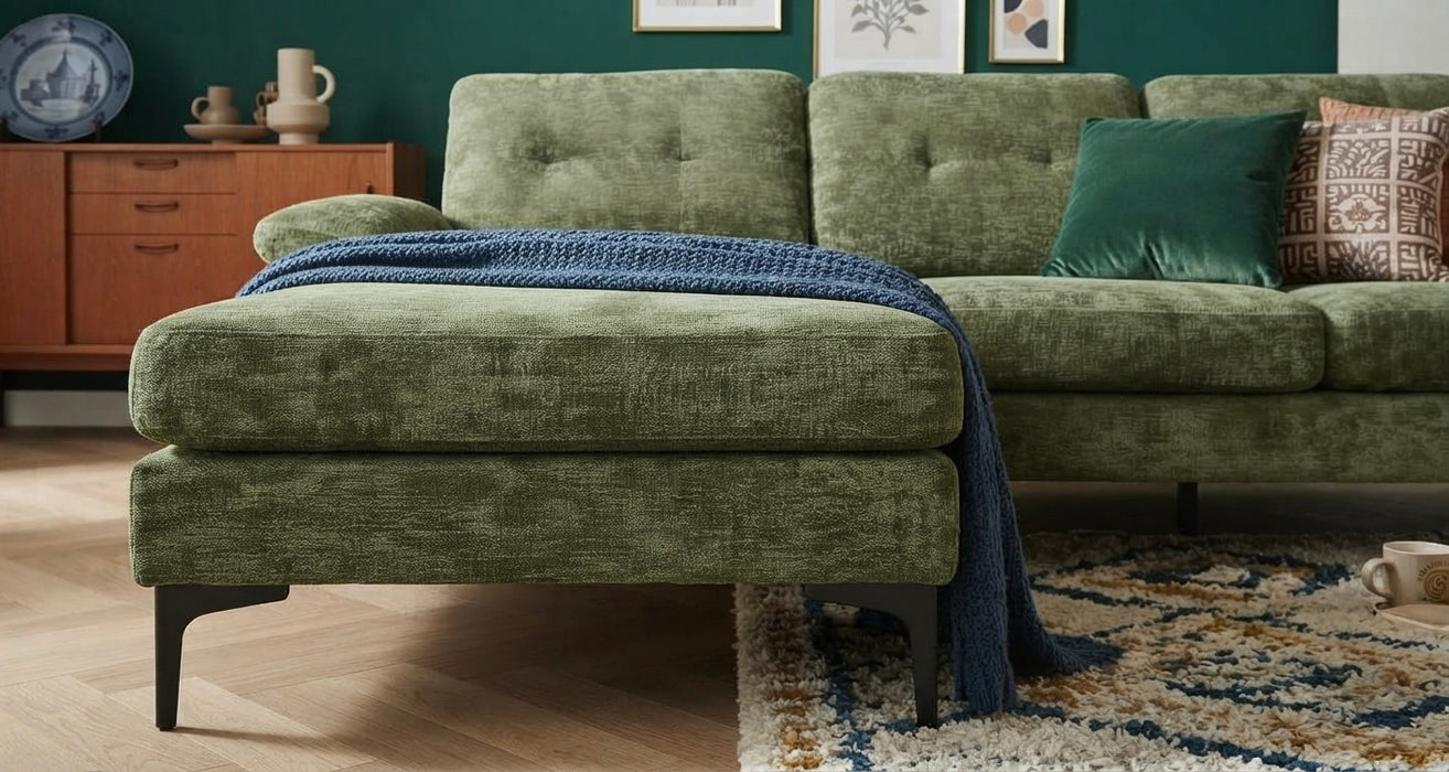 Ecksofa AMANS Smaragdgrün Links