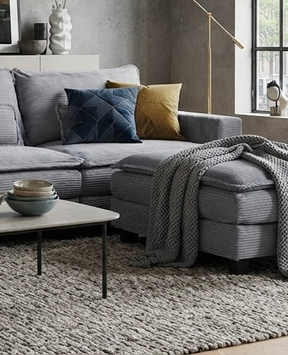 ARBEN Ecksofa Grau Cordstoff