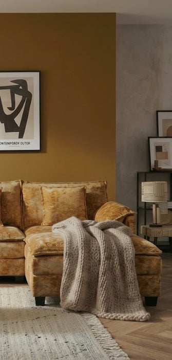 NOULET Canapé d’angle Modulable Jaune ocre