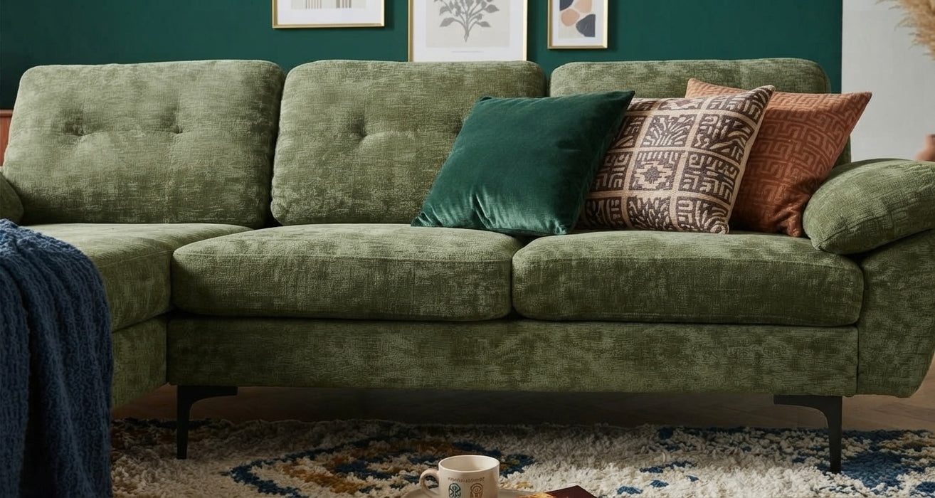 Ecksofa AMANS Smaragdgrün Links