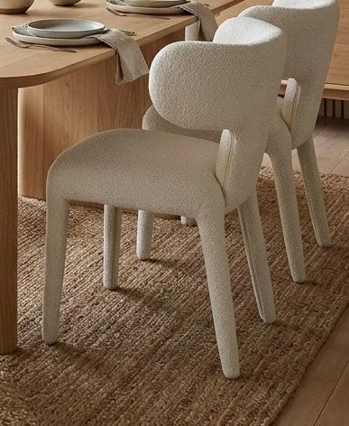 Japandi Eetkamerstoel AVORIA Bouclé Crème