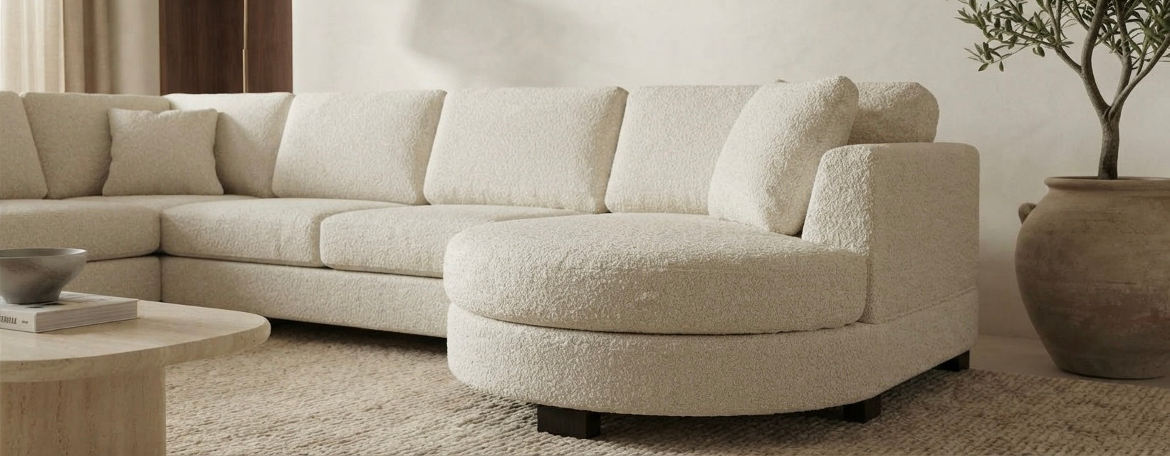 THOILY Ecksofa Rechts Creme