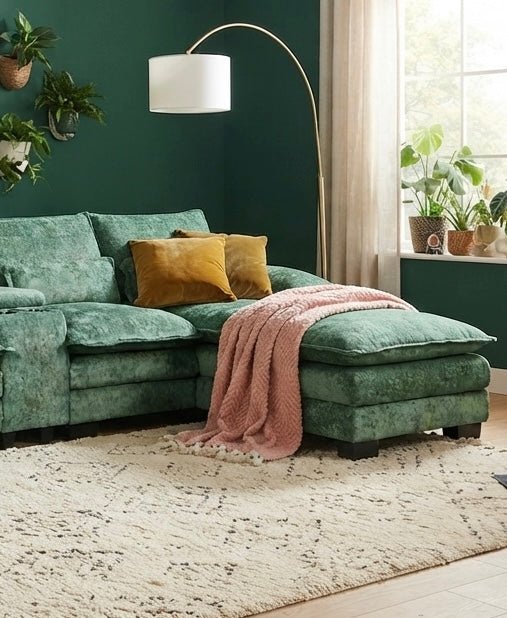 RIVERY Loungebank met Console Smaragdgroen