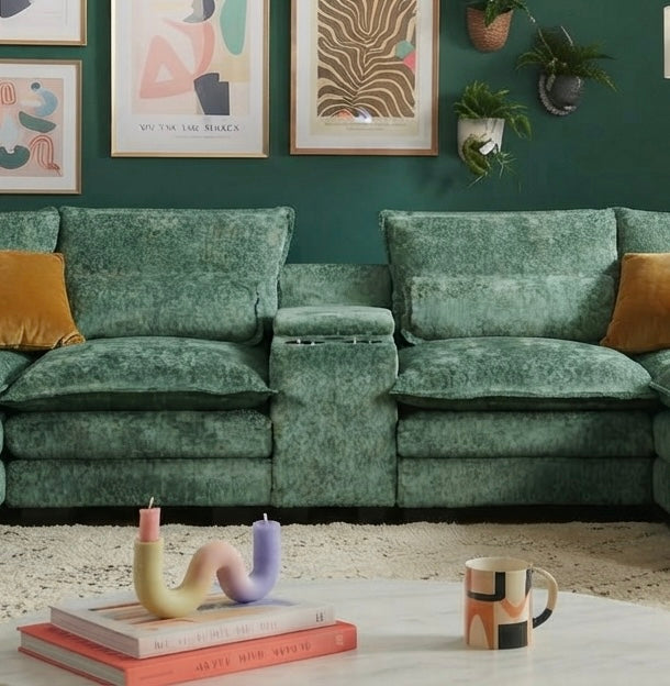 RIVERY Loungebank met Console Smaragdgroen
