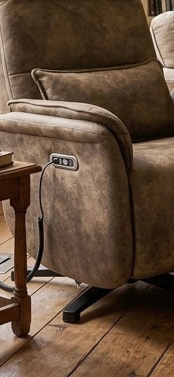 Elektrisch Relax Fauteuil Valois Microfiber Leer Taupe