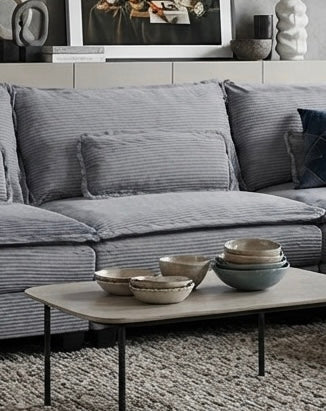 ARBEN Ecksofa Grau Cordstoff