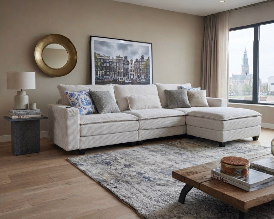 ARBEN Ecksofa Stone Cordstoff
