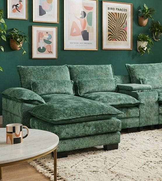 RIVERY Loungebank met Console Smaragdgroen
