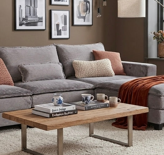 ARBEN Ecksofa Taupe Cordstoff