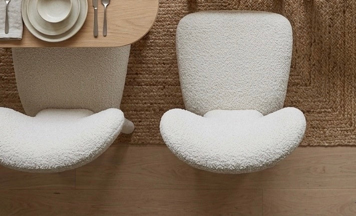 Japandi Eetkamerstoel AVORIA Bouclé Crème