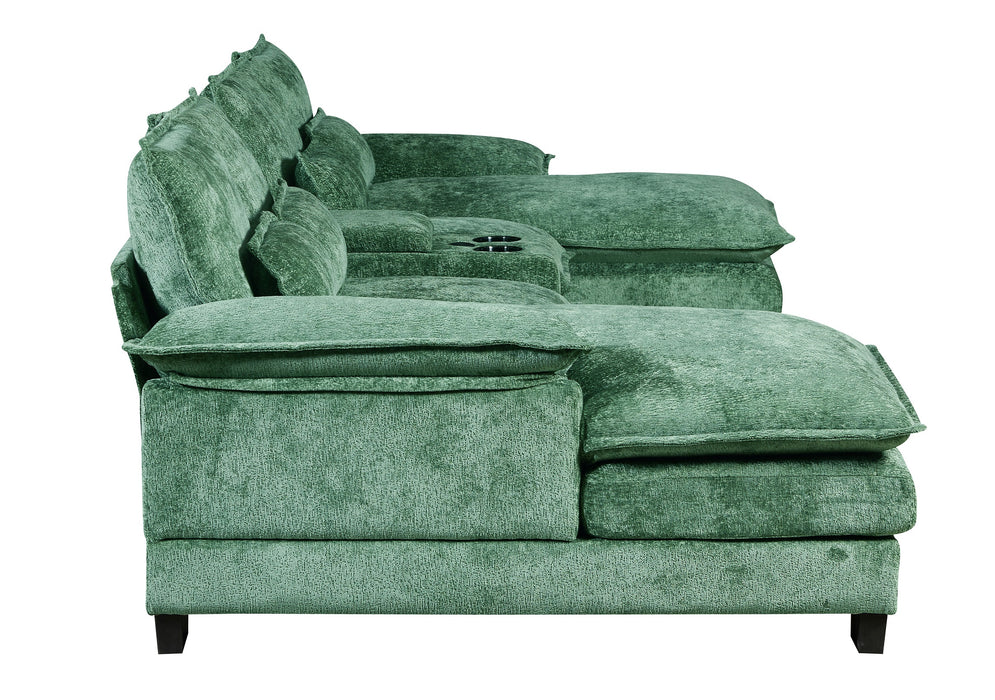 RIVERY Loungebank met Console Smaragdgroen