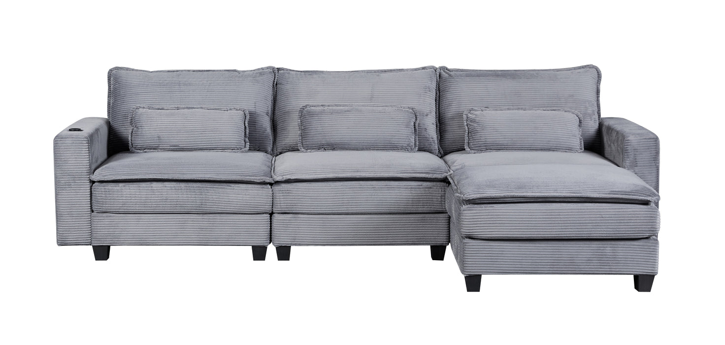 ARBEN Ecksofa Grau Cordstoff
