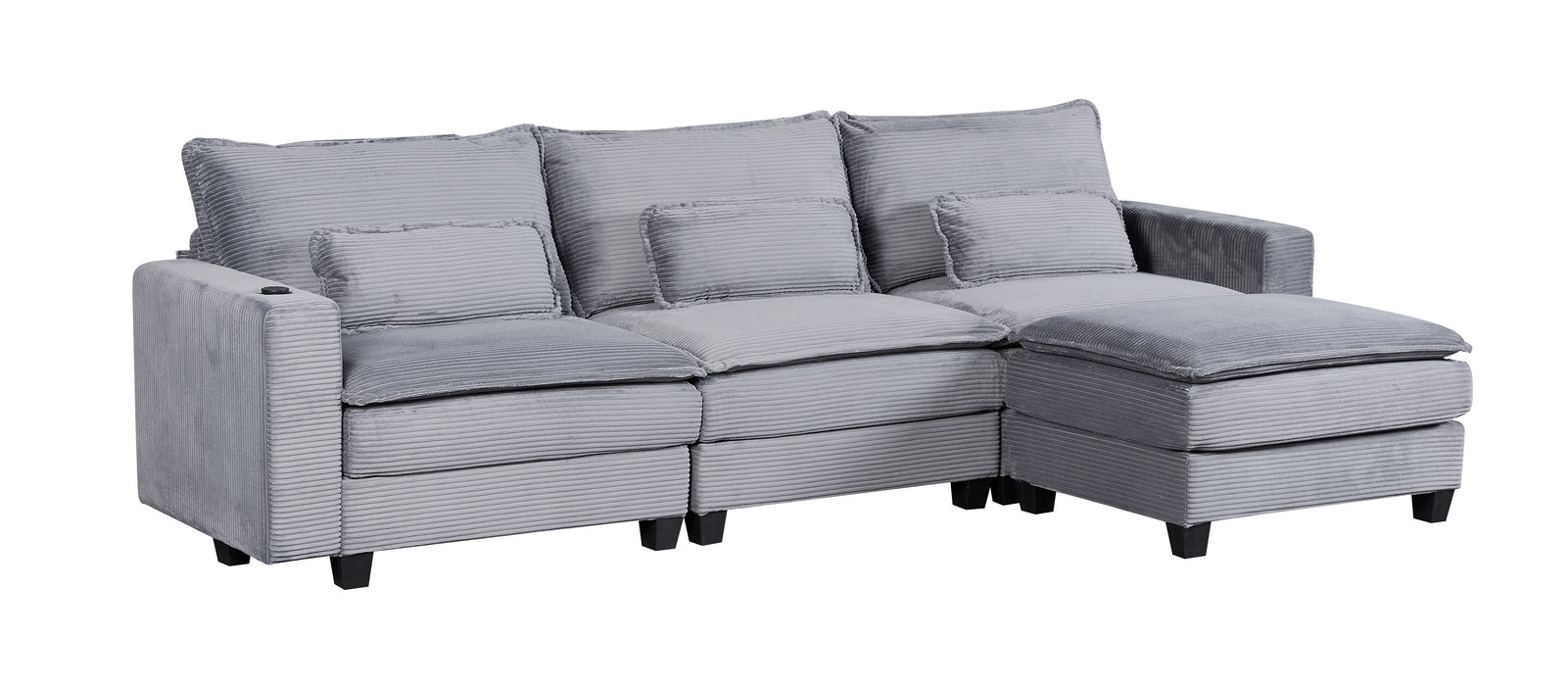 ARBEN Ecksofa Grau Cordstoff