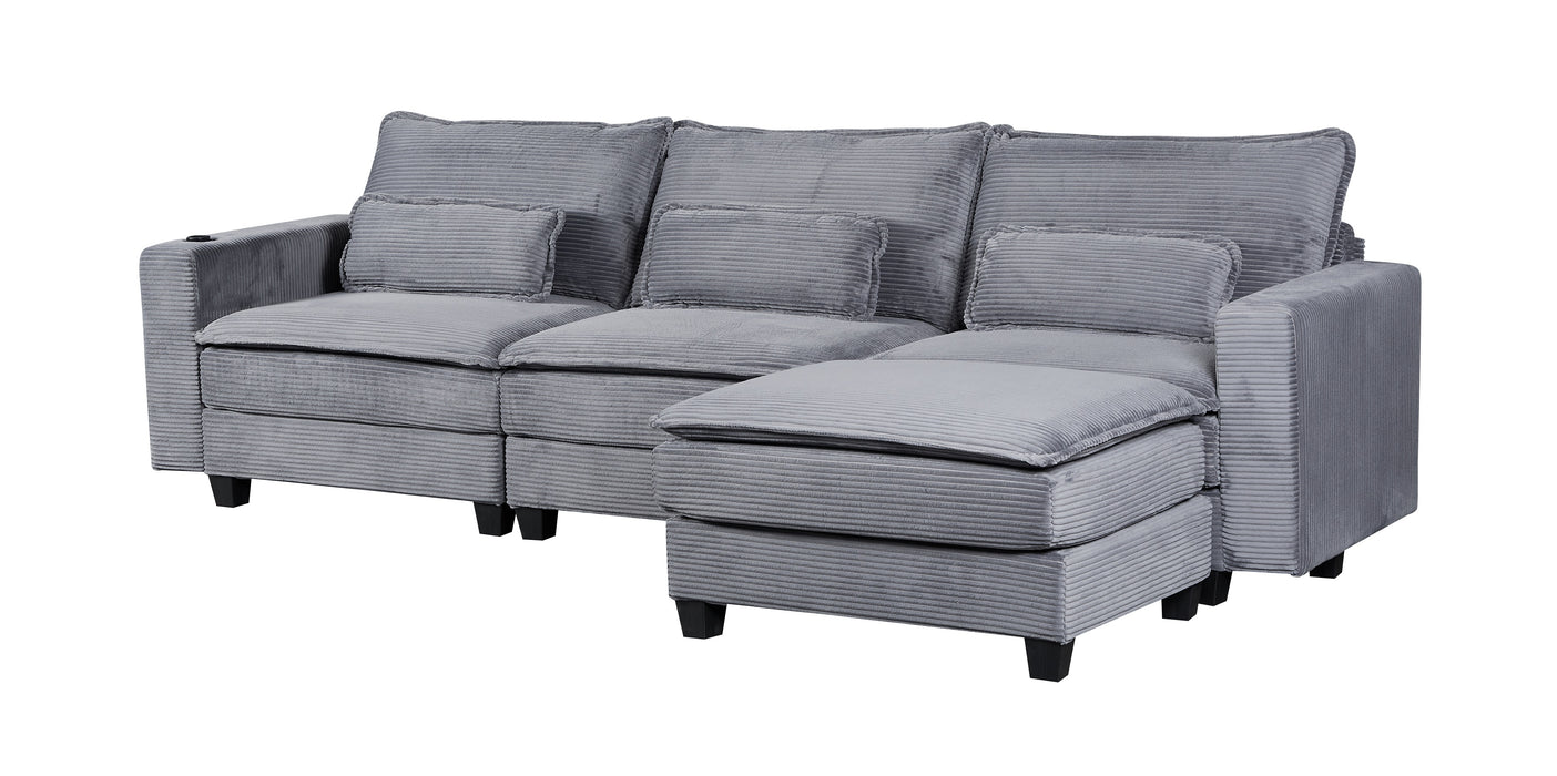 ARBEN Ecksofa Grau Cordstoff