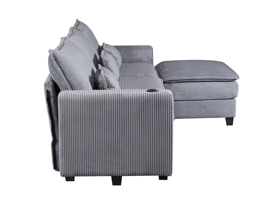 ARBEN Ecksofa Grau Cordstoff