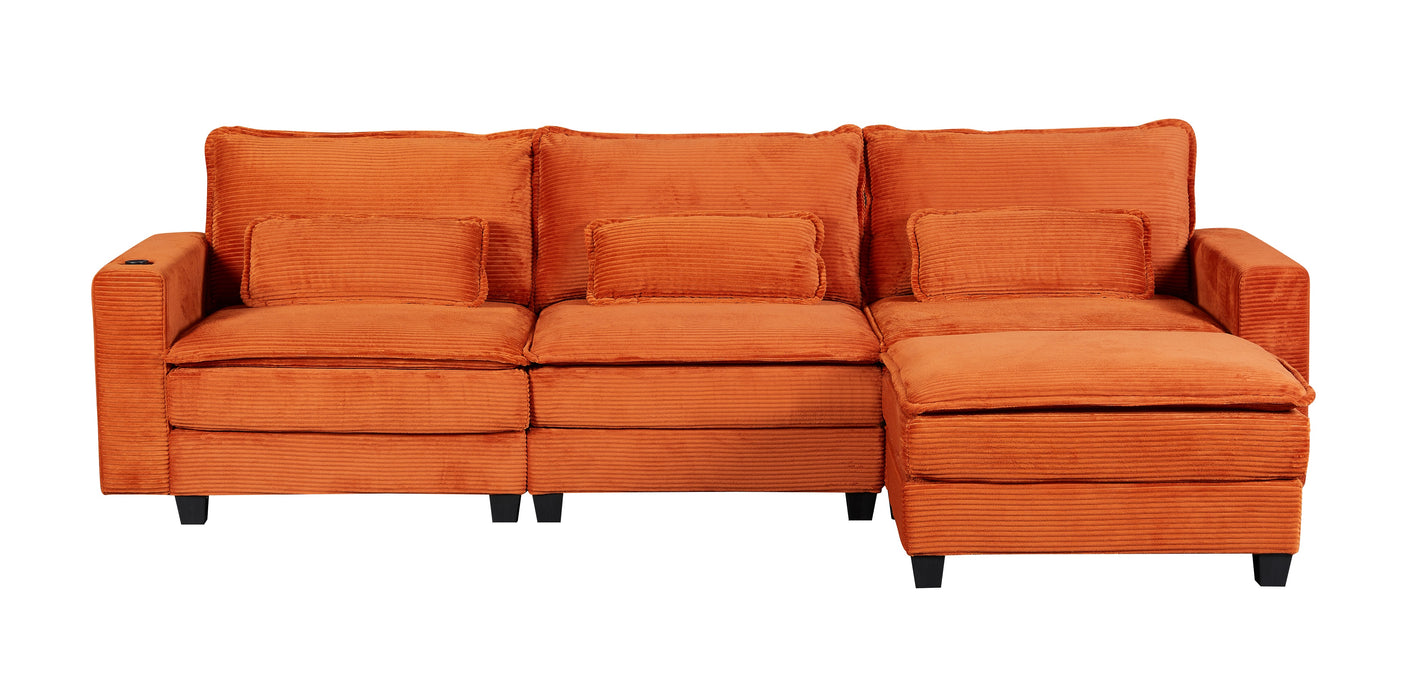Canapé d’angle ARBEN Velours côtelé Cognac