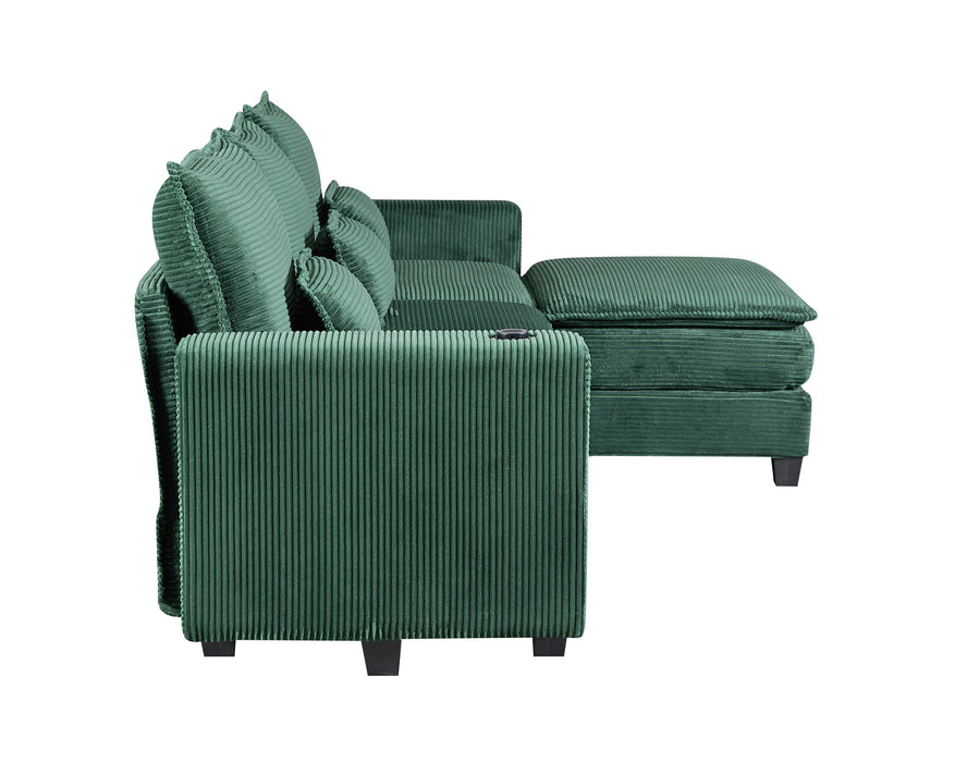 Canapé d’angle ARBEN Velours côtelé vert émeraude