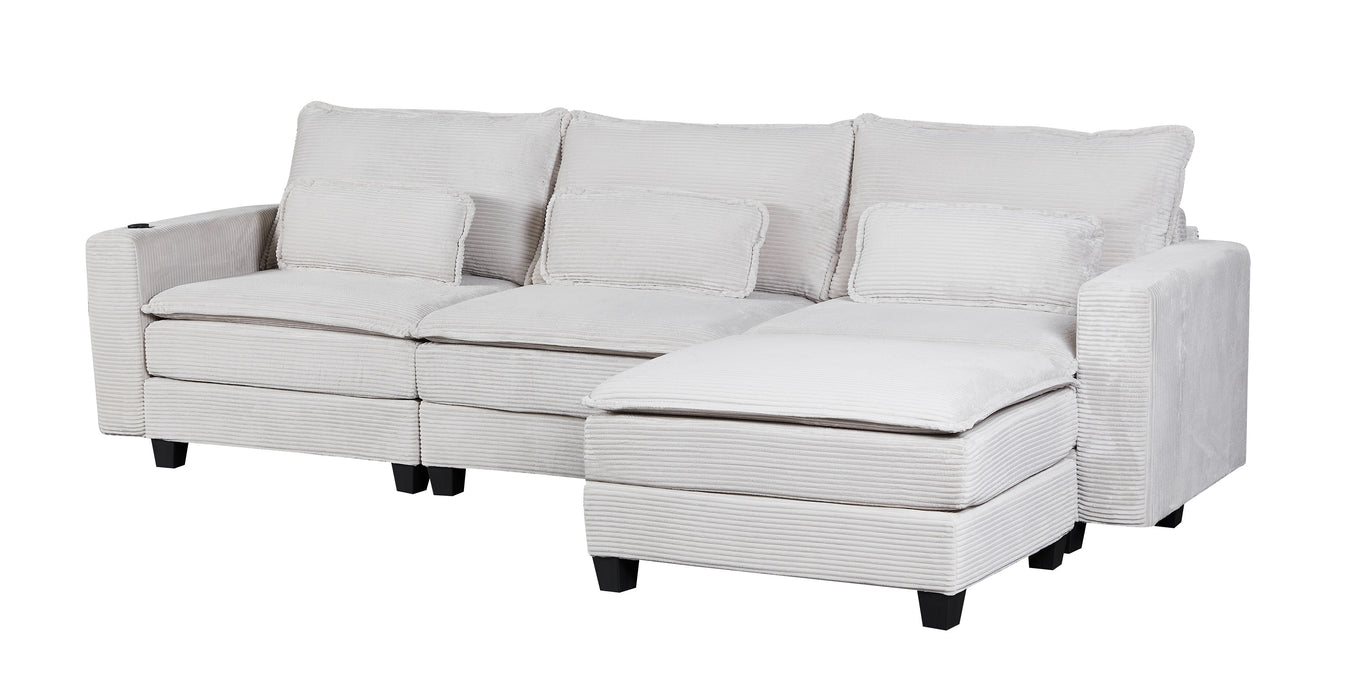 ARBEN Ecksofa Stone Cordstoff