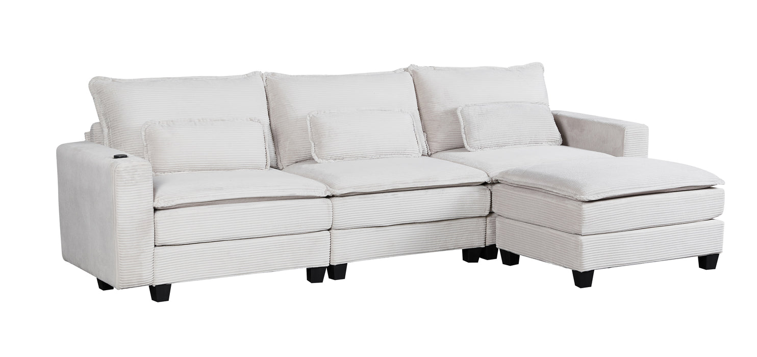 ARBEN Ecksofa Stone Cordstoff