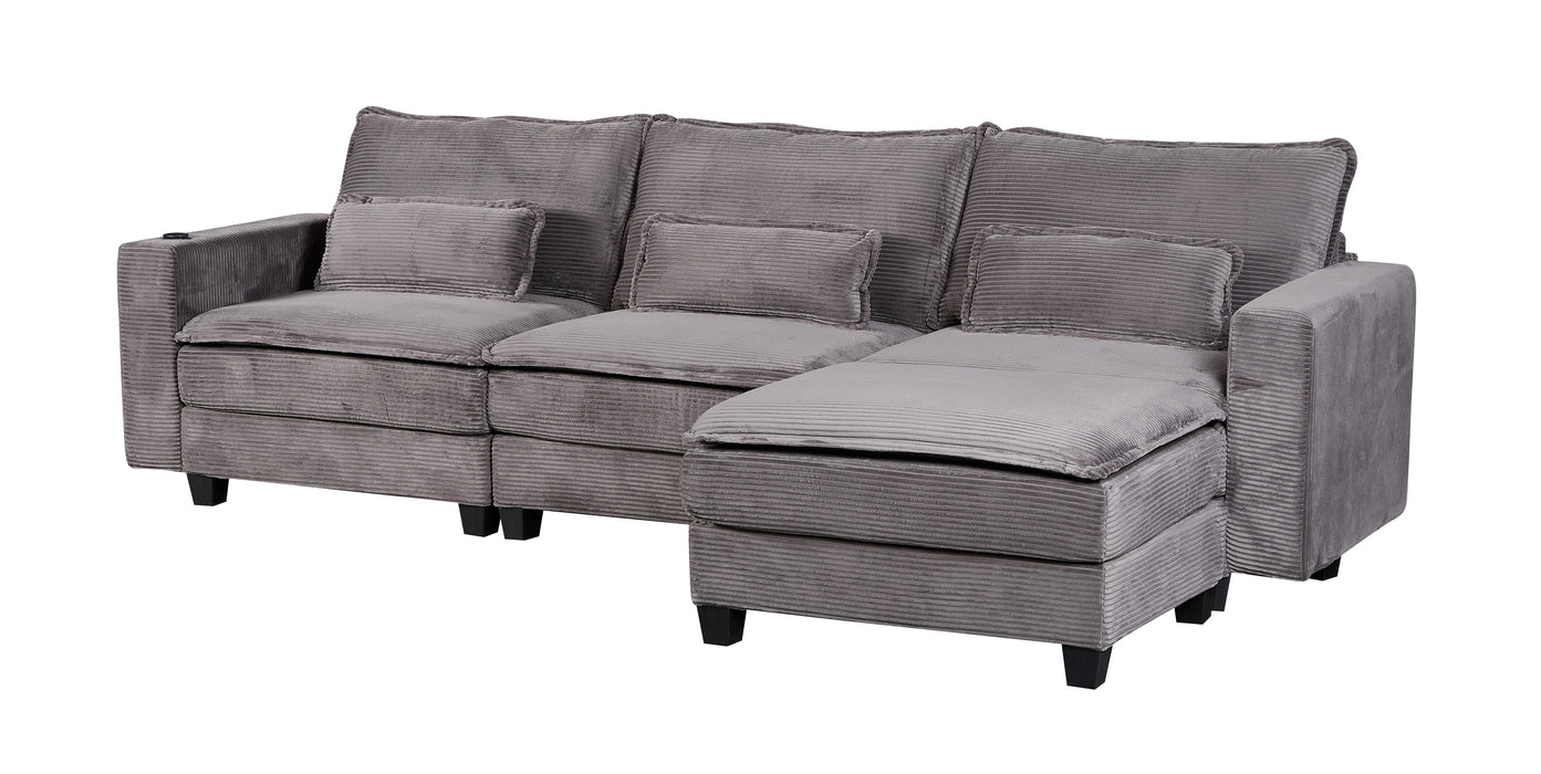 ARBEN Ecksofa Taupe Cordstoff