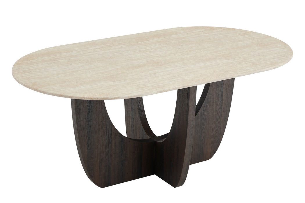 Japandi Eettafel ARMOY Travertin Look 160 cm