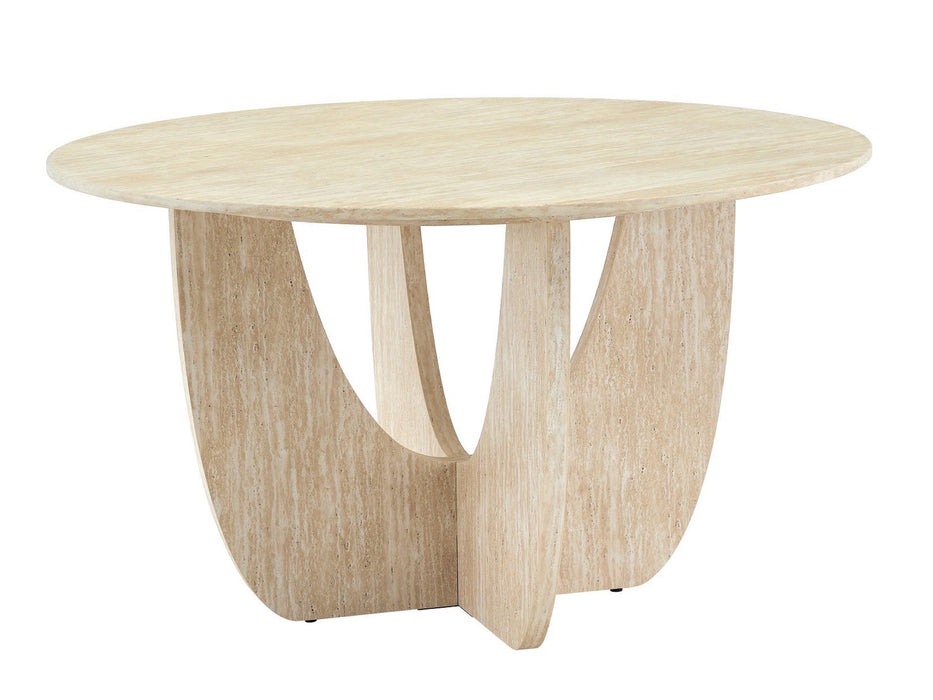 Japandi Rond Eettafel ARMOY Travertin Look 130 cm