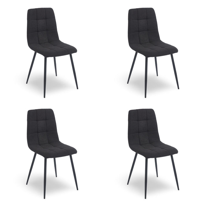 Ensemble de 4 Chaise de salle à manger BOIZY bouclé Noir