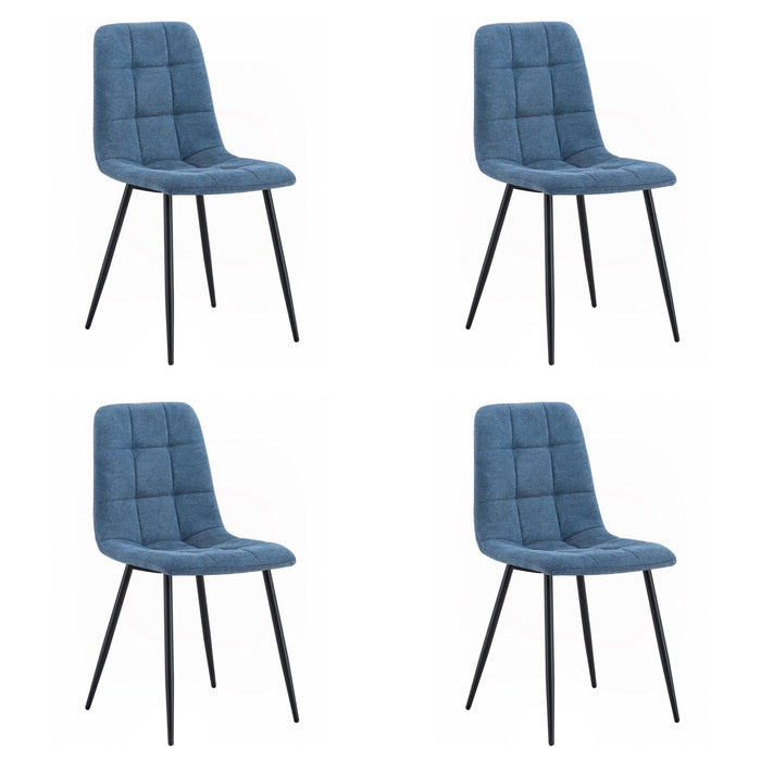 Ensemble de 4 Chaise de salle à manger BOIZY bouclé Bleu
