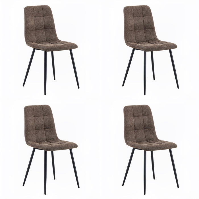 Set mit 4 Esszimmerstuhl BOIZY Bouclé Braun