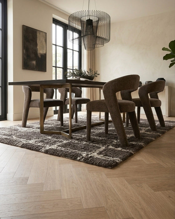 Japandi Eetkamerstoel ANDUZ Bouclé Taupe