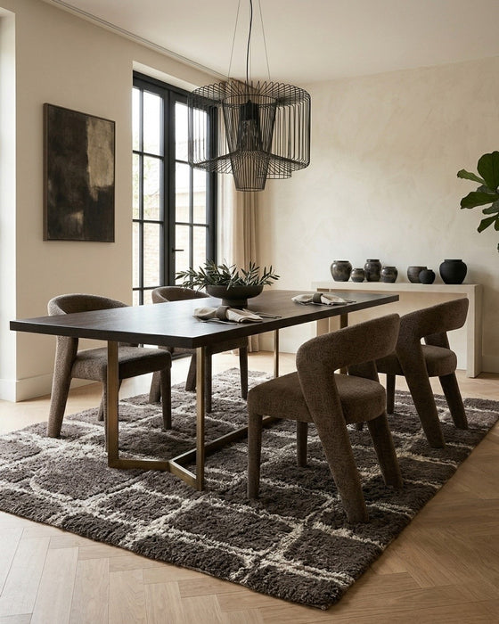 Japandi Eetkamerstoel ANDUZ Bouclé Taupe