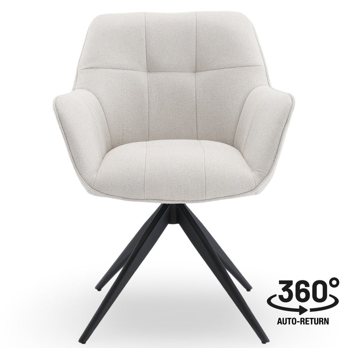 Draaibare Eetkamerstoel Niort Linnen Stone Set van 2