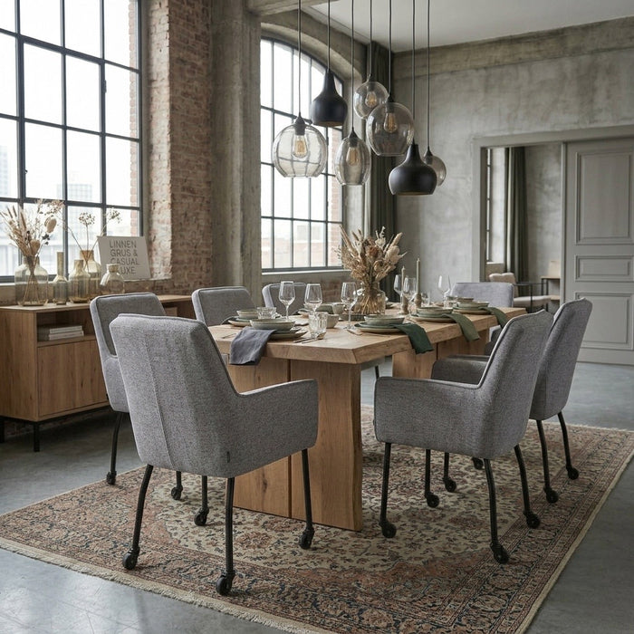 Industriele Eetkamerstoel Ourier Linnen Grijs
