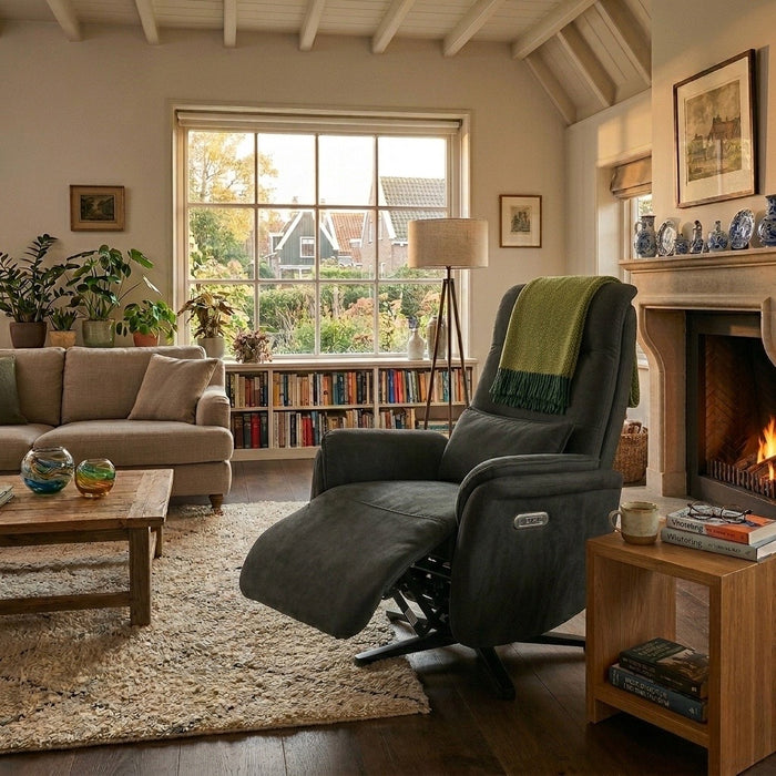 Elektrisch Relax Fauteuil Valois Microfiber Leer Zwart
