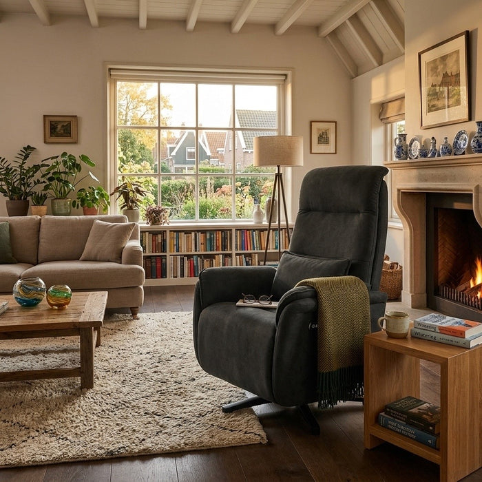 Elektrisch Relax Fauteuil Valois Microfiber Leer Zwart