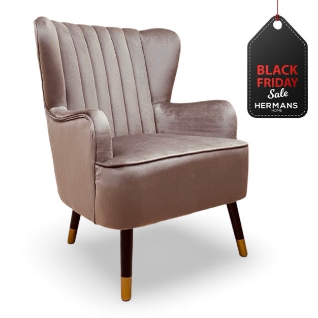 Fauteuil Design Noume Velours Bruin