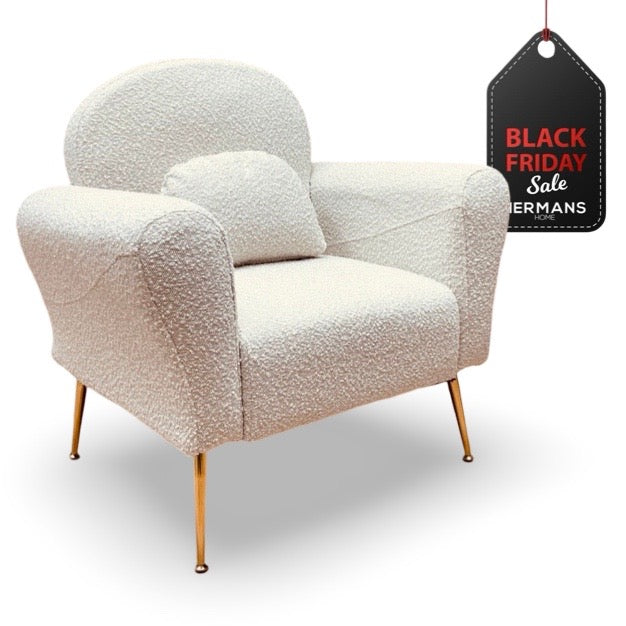 Design Fauteuil Ours Boucle Stof Creme