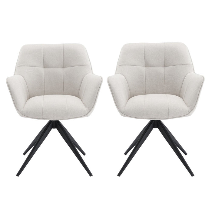 Draaibare Eetkamerstoel Niort Linnen Stone Set van 2