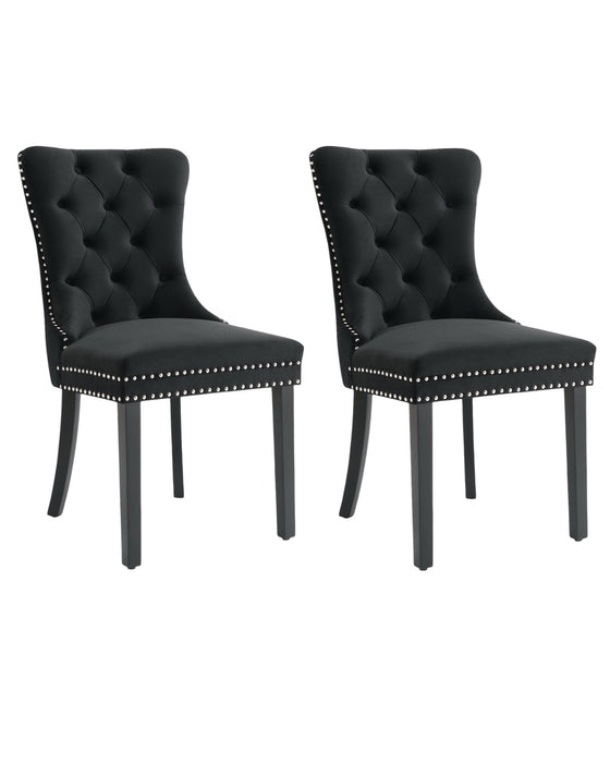 Eetkamerstoel Bains Velours Zwart Set van 2