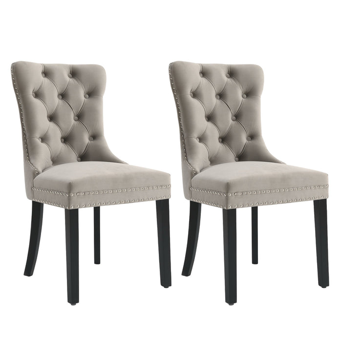 Eetkamerstoel Bains Velours Stone Set van 2