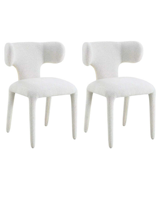 Japandi Eetkamerstoel AVORIA Bouclé Crème Set van 2