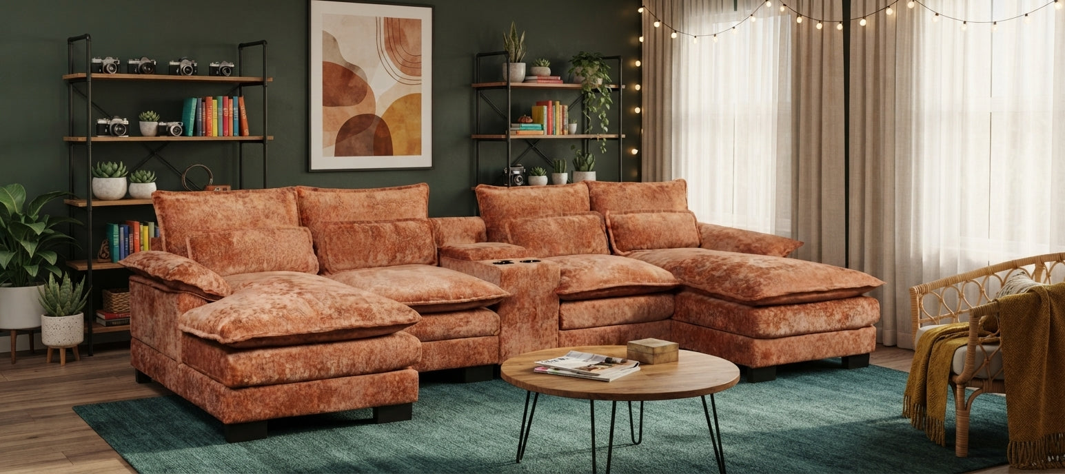 RIVERY Loungebank met Console Cognac