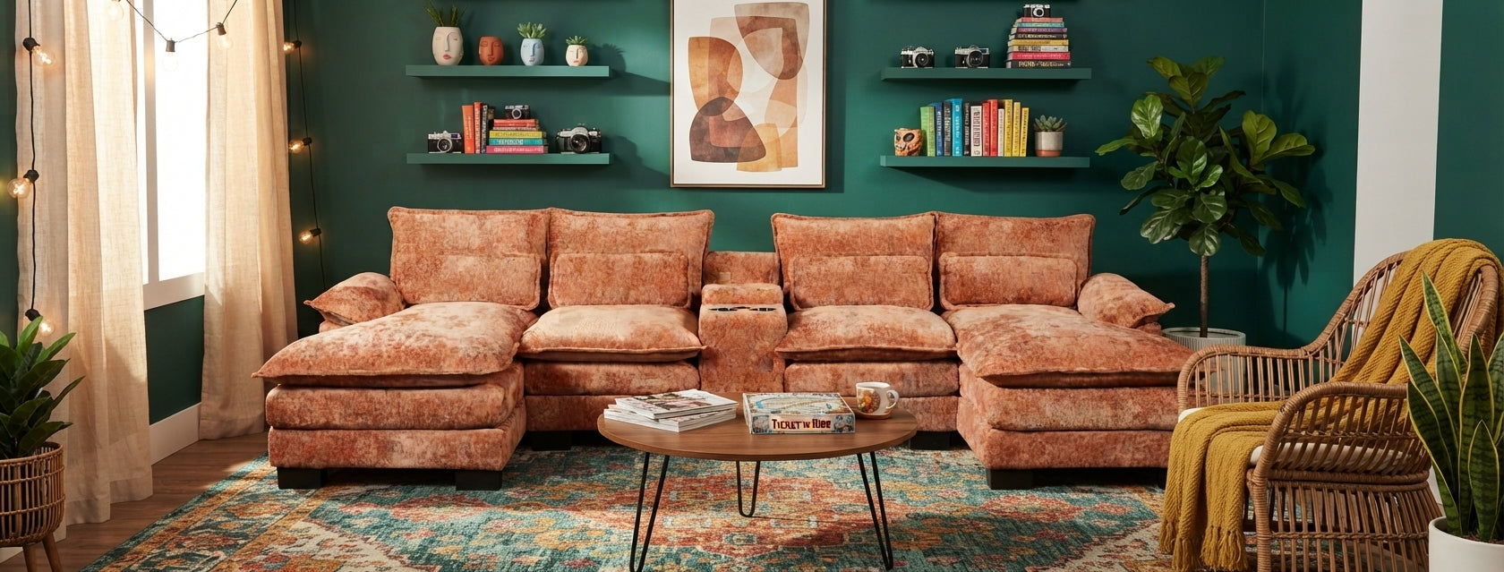 RIVERY Loungebank met Console Cognac