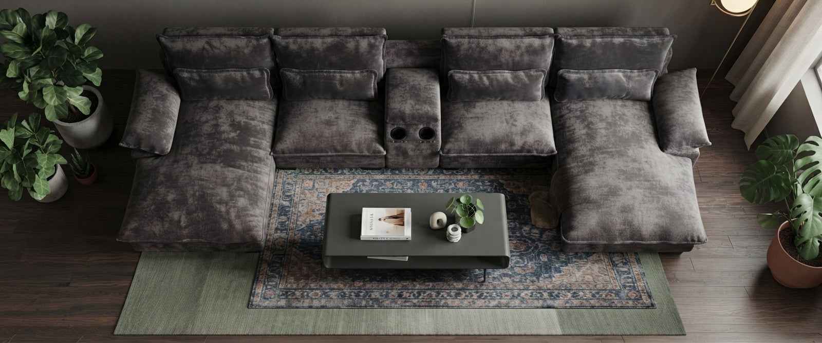 RIVERY Loungebank met Console Antraciet