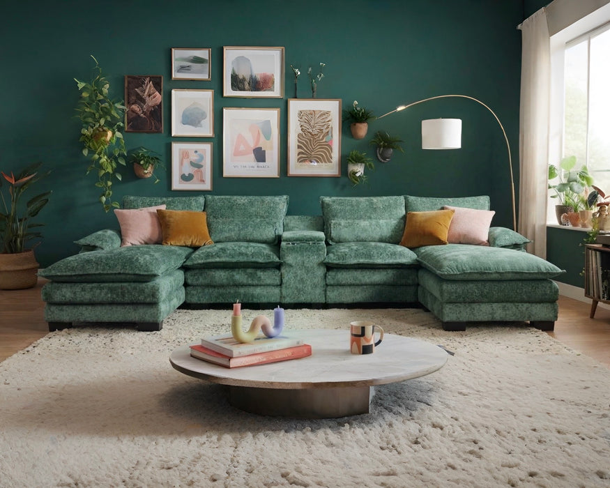RIVERY Loungebank met Console Smaragdgroen