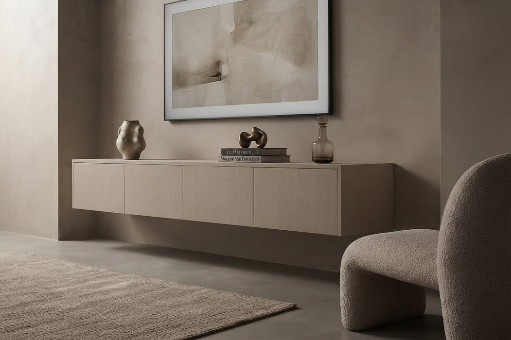 Schwebendes TV-Lowboard VIEUX Helltaupe 240 CM